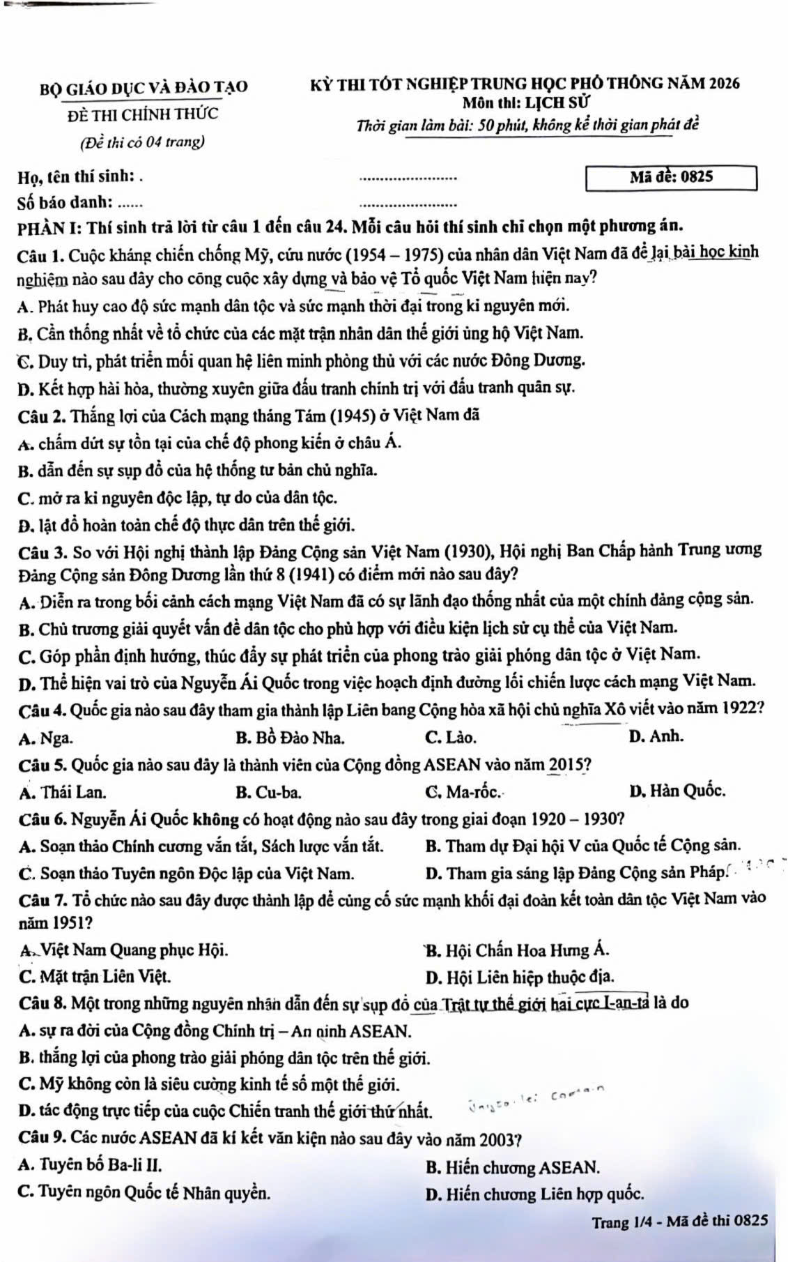 Đề thi